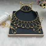 WomenTrendy Design Jewelry Set Dubai America Gold Color Earrings Necklace Color Zircon Bangle Ring Set For Wedding Party Gift