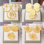 Nigeria Women Earrings and Ring 2Pcs Jewelry 4Set for Ethiopia Party Weddings Finger Ring for Daily Wear Easter Dress up