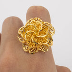 Dubai Gold Color Unique design Rings For Nigerian Ethiopian Women Wedding Luxury Jewellery Women's Day gift Flower Shape Set