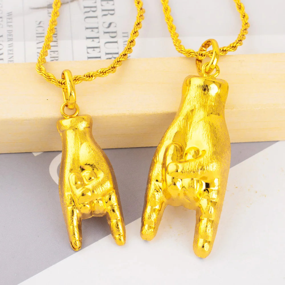 Fashion 18K Golden Plated Necklace Mens Women Charms Pendant Necklace Personalized Jewelry Music Festival Party Gift
