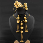 Fashion Copper Jewelry Sets Women Necklace Earrings Pendant Bangle Ring African Jewellery Sets for Trendy Daily Wear Party Gift