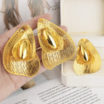 New Fashion Style Gold Plated Earrings Ring Set for Women Girls Dubai Luxury Exaggerated Design Jewelry Gift for Party Easter