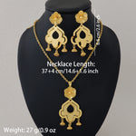 Fashion Arabic Necklace Earrings Women Wedding Dress Luxurious Floral Hollow Algerian Jewelry Set Party
