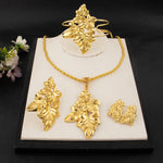 Fine Gold Plated Necklace Bracelet Ring Set for Women Necklace Bracelet Earrings Rings For Women Fashion Bridal Jewellery Sets