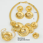 Large Jewelry Set for Wedding Bride Women Gold Plated Necklace Copper Collor Earrings Bracelet Ring African Jewelry Party Gift