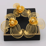 2025 New Style Gold-Plate Bee Wing Shape Ring and Earrings 2Pcs set For Women Luxury Design Jewelry Set For Party