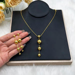 Stainless Steel Ball Shape Earrings Necklace to Women New Gold Color Fashion Jewelry Set For America Dubai Party Wedding Wearing