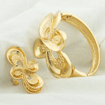 YM African Gold Color Bangles with Ring Nigeria Bride Wedding Banquet Charm Mermaid Bracelet Jewelry Gift Copper Adjustable Ring