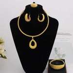 Africa Fashion Gold Plated Bangle Ring Earrings Necklace for Women Arab Multiple Beads Design Wedding Party Easter Jewelry Gift