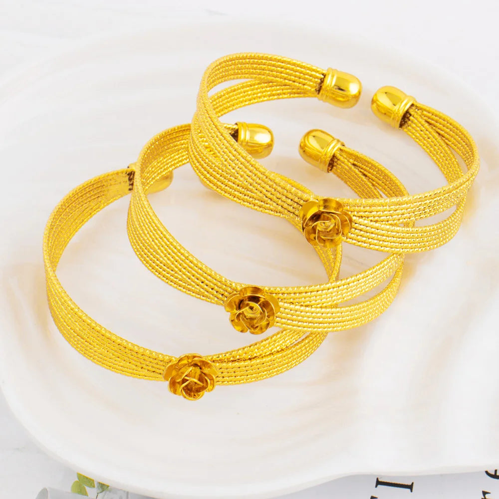 Gold Plated Adjustable Bracelets Vintage Men's Fashion Twist Texture Bangles for Women Jewelry Statement Streetwear Goth Gifts