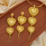 Dubai Stainless Steels Necklace Earrings Jewelry Set For Women 24K Gold Plated Retro Indian Nigeria Bridal Wedding Party Gift