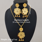 Gold-plated Flower Metal Pendant Earrings Set simple and fashion 2-piece set clavicle chain jewelry exquisite holiday gift
