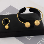 New Little Pearl Ring Bangle for Women Fashion Gold Color Delicate Big Circle Bracelet Ring France Jewelry Gift For Party Daily
