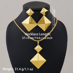 Gold Color Heart Shape Metal Pendant Earrings Sets 24K Gold Plated Simple Fashion Love Collarbone Chain Exquisite Holiday Gifts