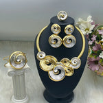 Fashionable Summer Vacation Jewelry Set for Women Ocean Sea Wave Shape Earring Necklace Exaggerated Ring Bangle for Beach Party