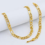 Stainless Steel Figaro Chain Cuban Link Necklace Bracelet For Men Women Aestethic Colar Choker Collar Gold Color fine Jewelrys