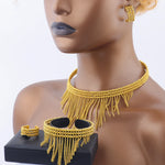 Luxury Gold Plated Necklace Earrings Ring Bracelet Jewelry Set for Women Man Dubai Tassels Design Jewelry Gift for Party Wedding
