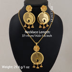 Gold Plated African Tribal Jewelry Set Arabic Style Necklace Earrings Suite for Women Bold Ethnic Gift Party Daily Jewelry