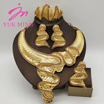 Nigerian Woman Jewelry Set Fashion Wedding Jewellery Luxury Necklace Classic Earrings Dubai 18K Gold Plated Charm Bracelet Ring