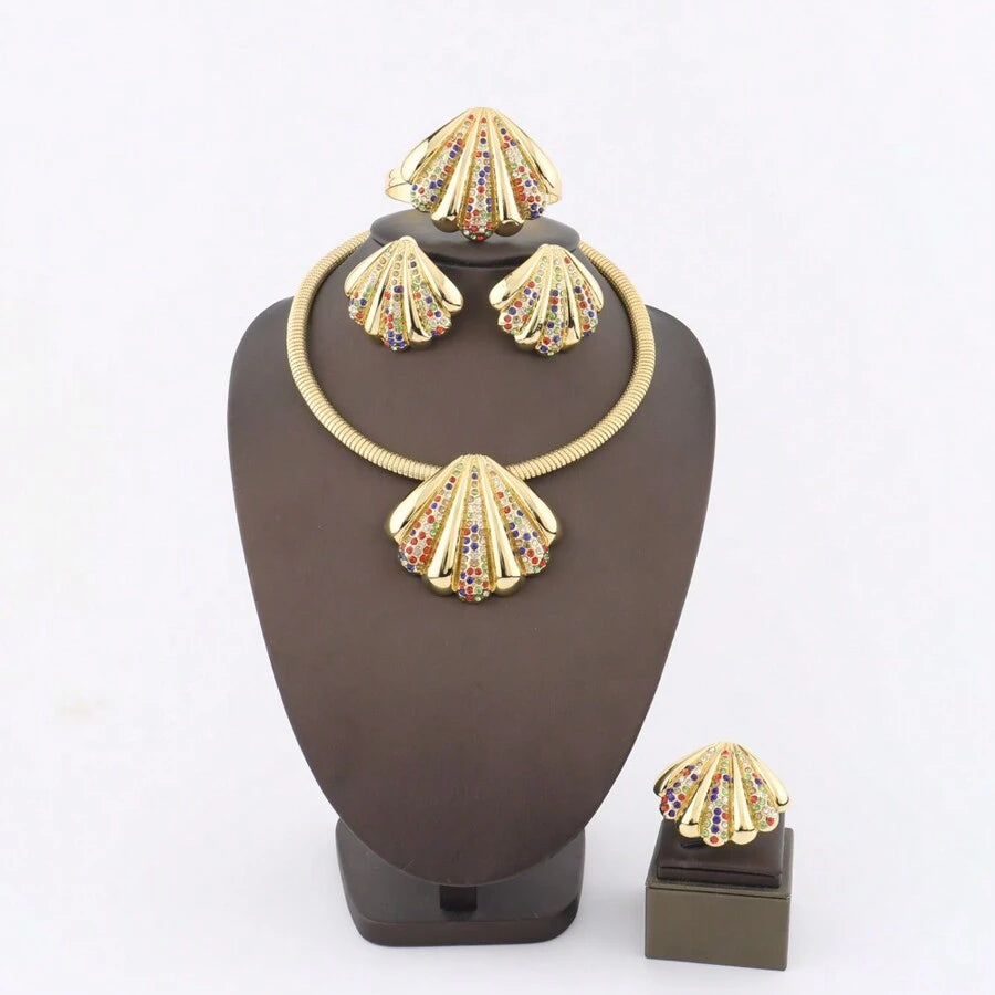 Yueming 18K Gold Color Shell-Shaped Jewelry Set For Women