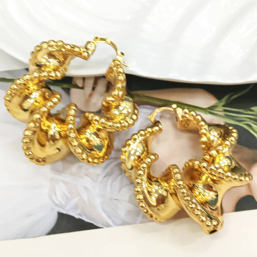 African Nigeria Fashion Big Drop Earrings Copper Large Style Exquisite Stereoscopic For Women Party Wedding Gifts