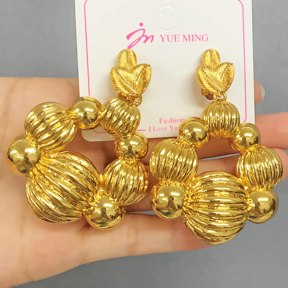 Fashion Big Drop Earrings Copper African Nigeria Large Style Exquisite Stereoscopic For Women Party Wedding Gifts