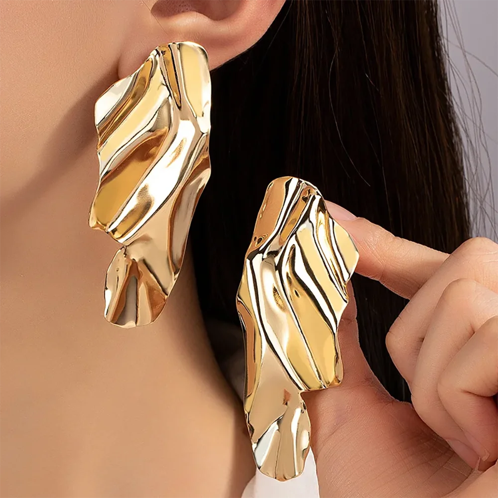 Irregular Metal Dangle Earrings for Women Punk Retro Statement Big Drop Earrings Daily Exaggerate Geometry Trendy Jewelry Gift