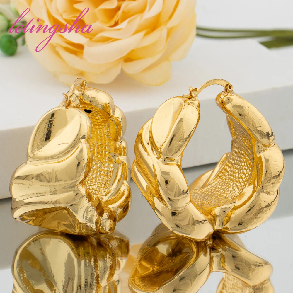 Chunky Earrings for Women Classic Fashion Geometric Circle Hoop Earrings Gold Color Daily Personality Luxury Jewelry Accessories