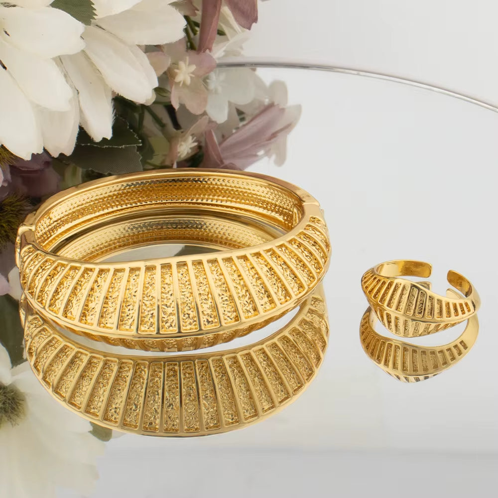 Copper Golden Bangle with Ring Sets