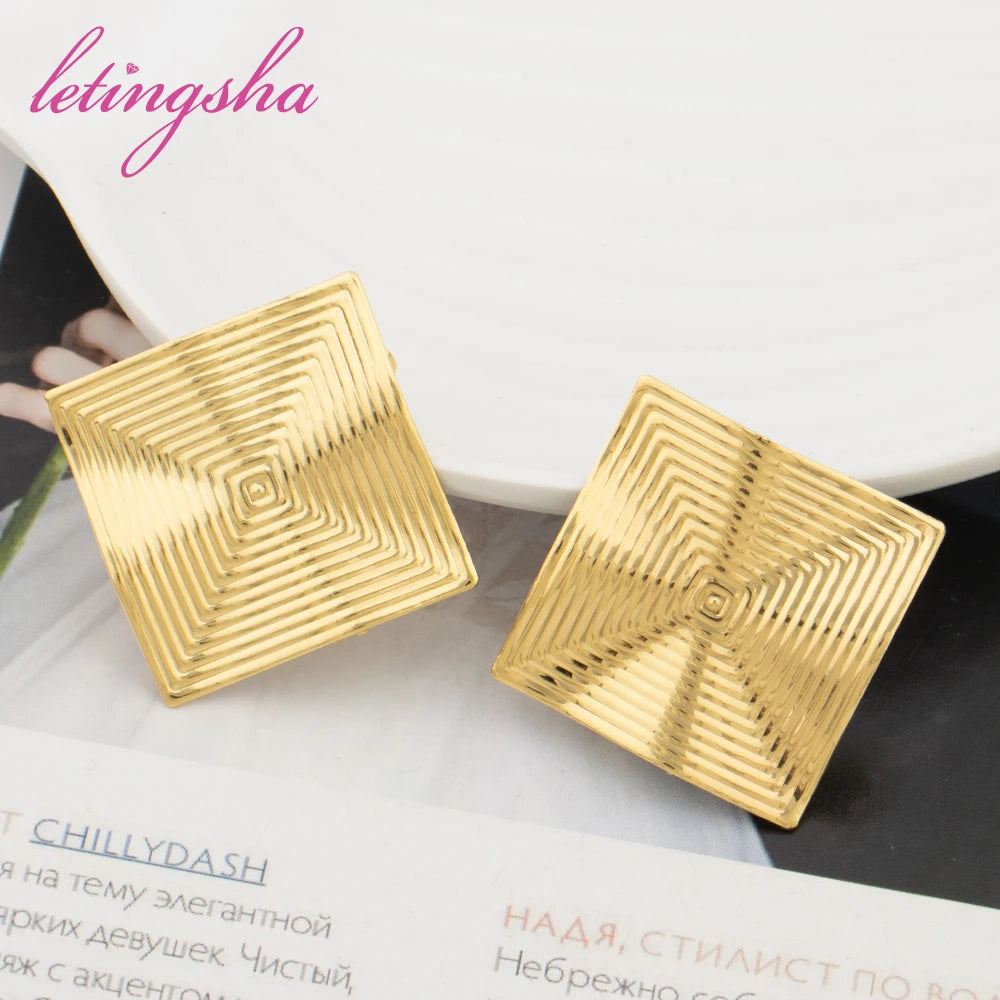 Exaggerated Geometric Vintage Large Earrings Fashion Metal Gold Color Drop Earrings for Women Jewelry Party Gifts