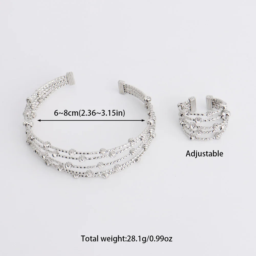 France Exquisite Woman Bracelet And Ring Africa Classical Multi Chain Multi Beads Jewelry Set Party Wedding Engagement Gift