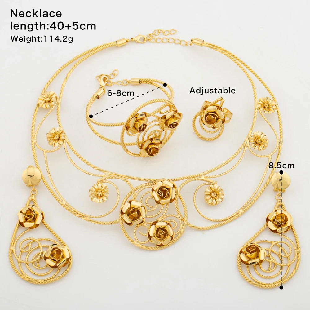 Yueming Copper Punk Flower Jewelry Set