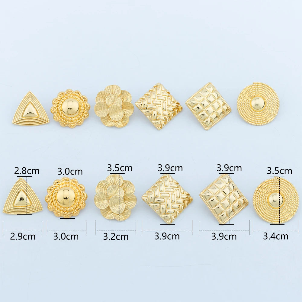 Gold Color Clip Earrings for Women Daily Wear Vintage Circle Geometric Geometry Earrings Trendy Jewelry Accessory Birthday Gifts