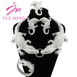 Fashion Jewelry Set Italian Gold Plated Crocodile Body Pendant Necklace Bracelet Earring Ring Woman Necklace Personality Design - YUEMING JEWELRY