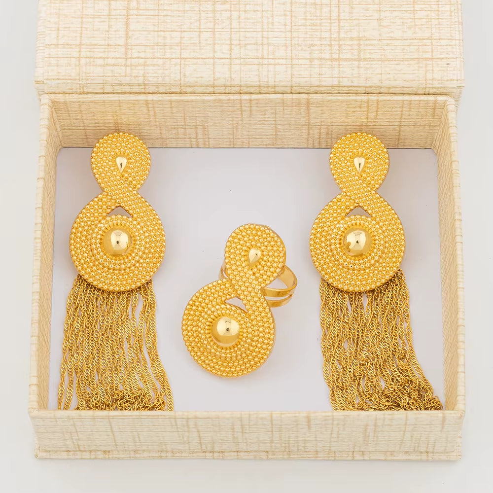 Yueming 18K Dubai Gold Color Earrings