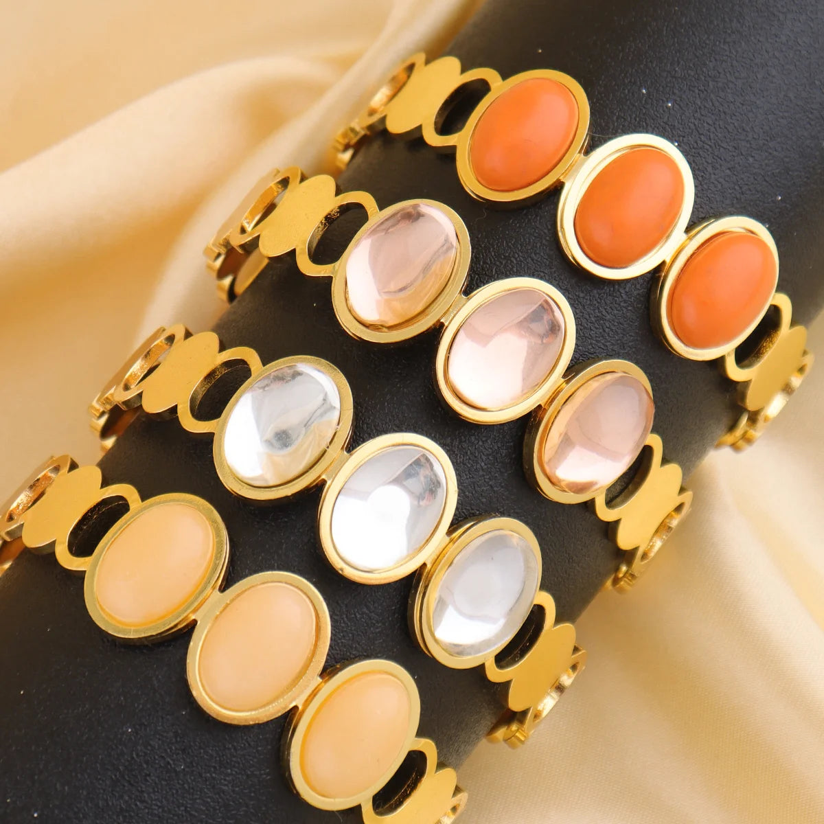 Dopamine Color Gold Plated Adjustable Bracelets Bangles for Women Men Vintage Jewelry Gift Statement Streetwear Goth Gifts