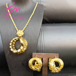 YM Jewelry Sets Fashion18K Gold Plated Copper Chain For Women Earrings Pendent Necklace Romantic Wedding Party Jewellry - YUEMING JEWELRY