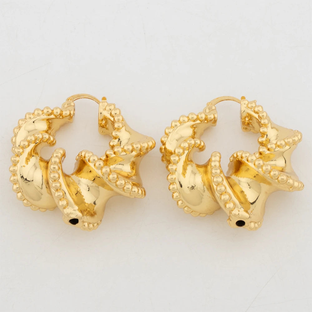 Drop Women Gold Plated Earrings Lady Fashion Brass Twist Round Earring for Girls  Hoops Chunky Small Gold Hoop Earrings