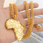 African Map Shape Jewelry Set for Women Brazilian Dubai Italian Gold Plated Necklace Drop Earrings Wedding Party Banquet Jewelry - YUEMING JEWELRY