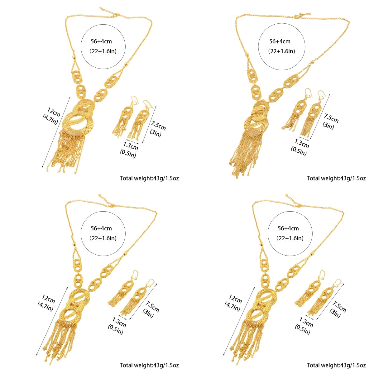 Mid East Luxury Gold Color Tassels Necklace Earrings Sets For Women India New Style Sparkle Jewelry Gifts For Party Mother
