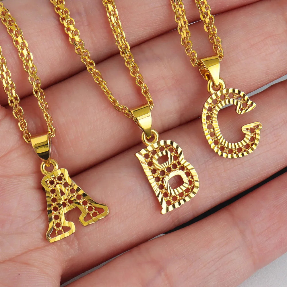 Collier tendance ghanéen personnalisable avec lettres de l'alphabet AF pour femme, couleur or, bijou personnalisé, cadeau de Noël, fête des mères