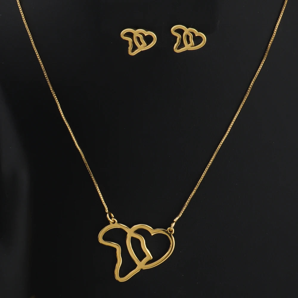 Dubai Bridal Gold Color Earrings Pendant Necklace Set for Women Costume Nigerian Wedding Party valentine day Gift