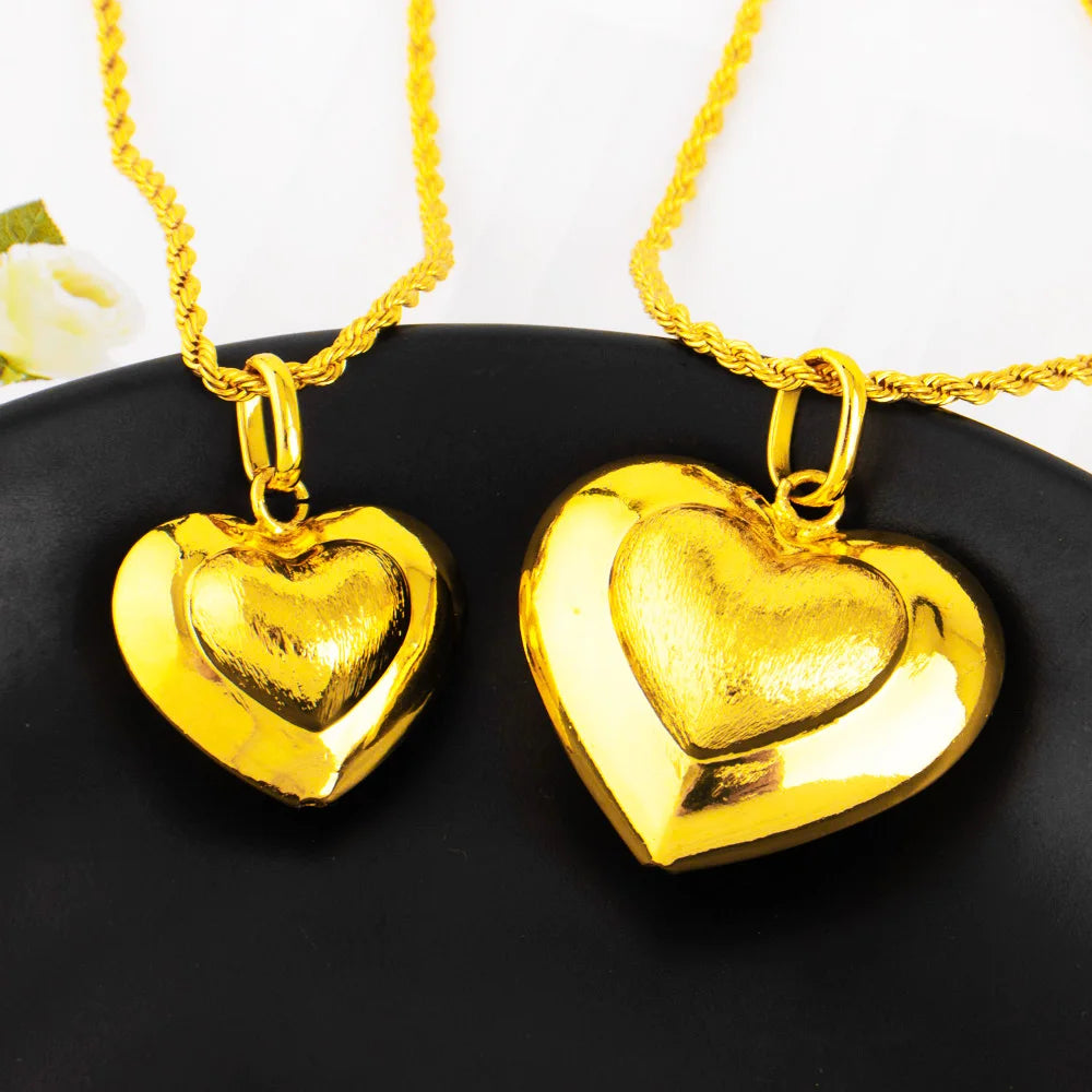Gold Color Heart Locket Pendant Fashion 18K Golden Plated Necklace Mens Women Music Festival Party Personalized Anniversary Gift