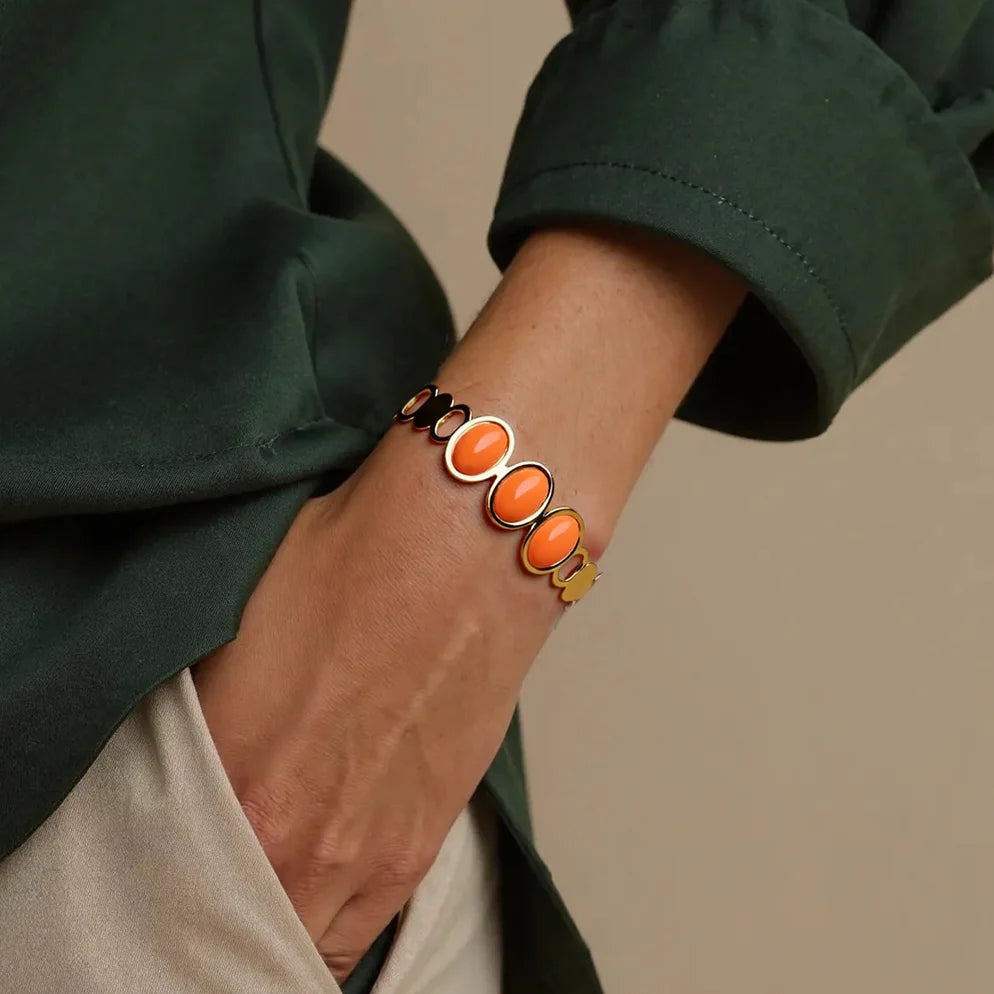 Dopamine Color Gold Plated Adjustable Bracelets Bangles for Women Men Vintage Jewelry Gift Statement Streetwear Goth Gifts