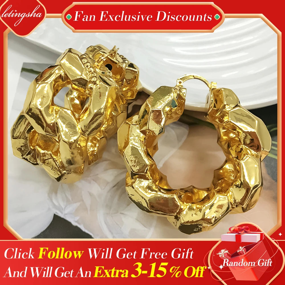 African Nigeria Fashion Big Drop Earrings Exquisite Copper Large Style Stereoscopic For Women Party Wedding Gifts