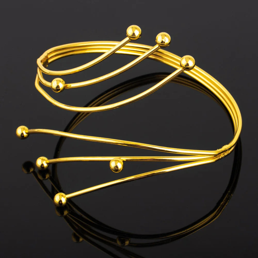 Ethiopia Gold Color Spiral Upper Arm Bangle Arab Women Costume Accessory New Senior Armlet Jewelry Gift For Party Easter Wedding