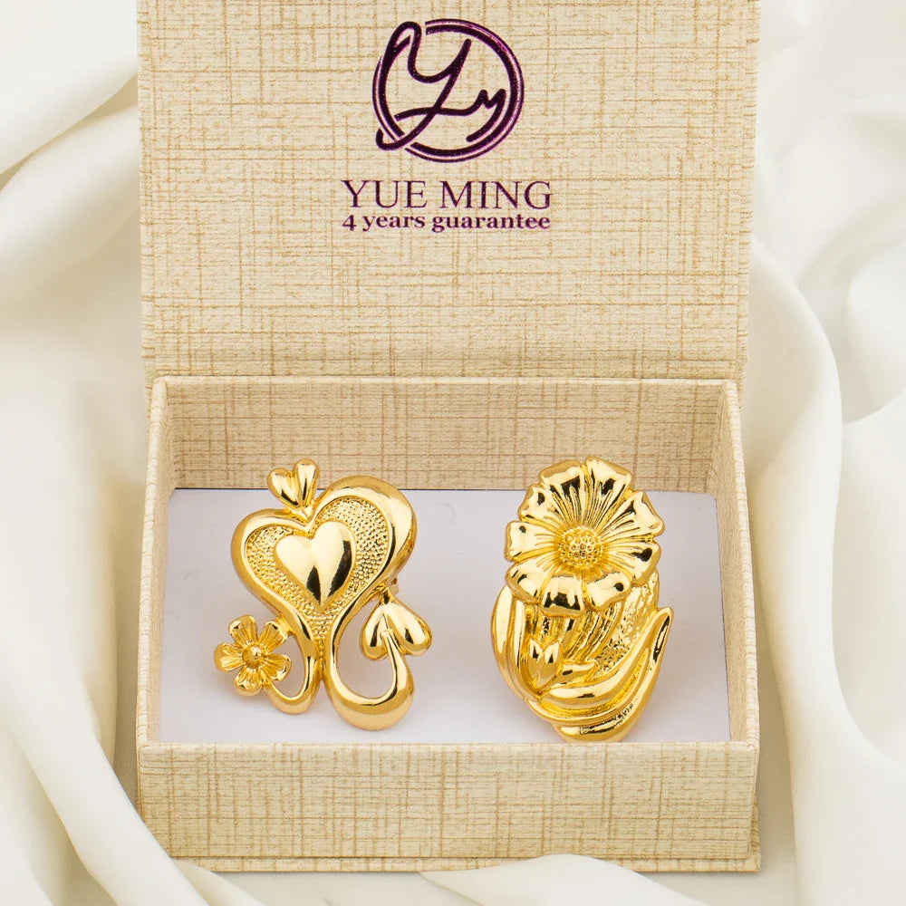 Luxury 18K Gold Plated Party Women Rings Adjustable Flower Copper Rings Exquisite Wedding 2023 New In Ring Jewelry Accessories - YUEMING JEWELRY