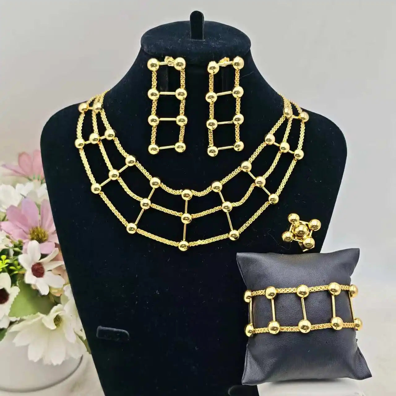 Fashion Trend Woman Jewelry Set Africa Sliver Plated Leopard Shape Necklace Luxury Bracelet Earring Ring For Nigeria Party tiki