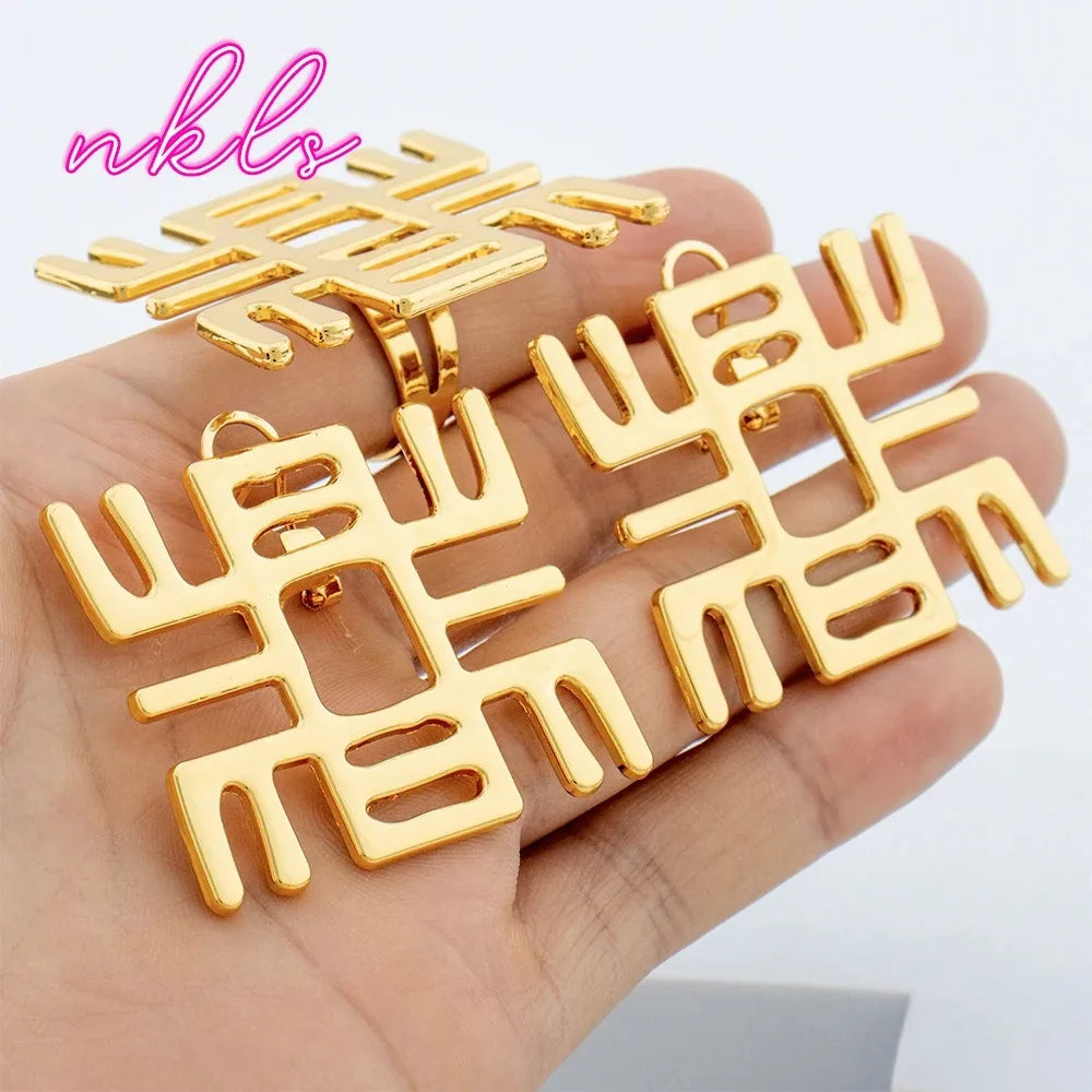 Nigeria Women Earrings and Ring 2Pcs Jewelry 4Set for Ethiopia Party Weddings Finger Ring for Daily Wear Easter Dress up