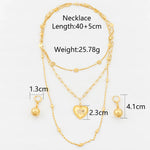 YM Long Three Layers Jewelry Set For Women Statement Necklace Personality African Elephant Pendant Beads Earrings Collar Chain - YUEMING JEWELRY